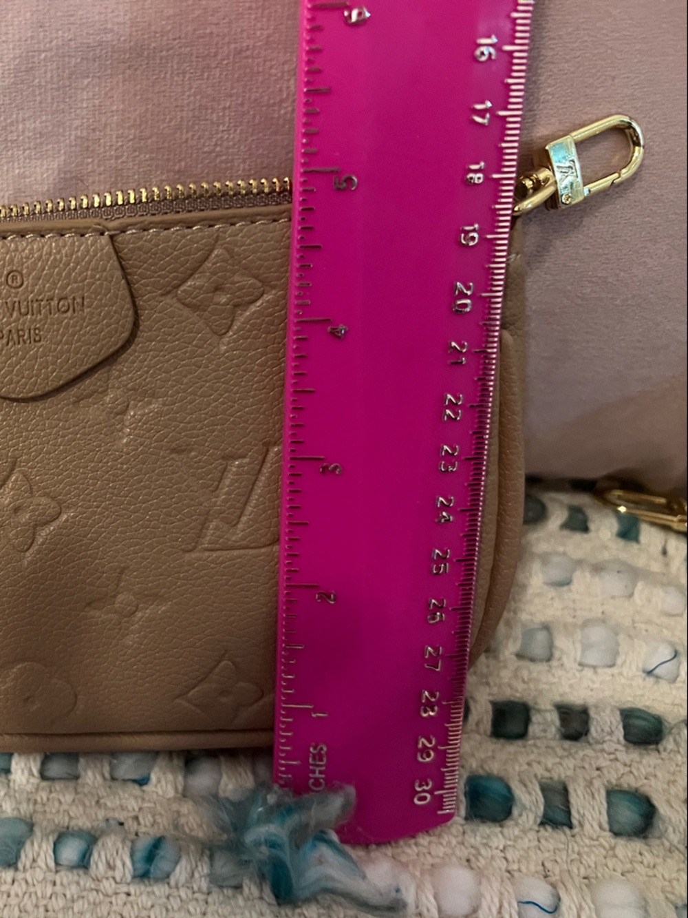 INSPIRED Tan Monogram Embossed Multi Pochette Bag with Gold Hardware - Picture 5 of 12